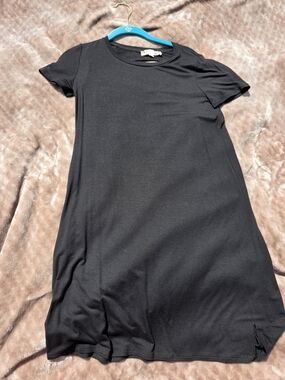 Pink Rose Black Short-Sleeve Mini Dress